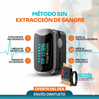 GlucoCare™ 3 en 1 — Mide Glucosa Sin Dolor + Colesterol + Presión Arterial + Oxígeno + ENVÍO GRATIS
