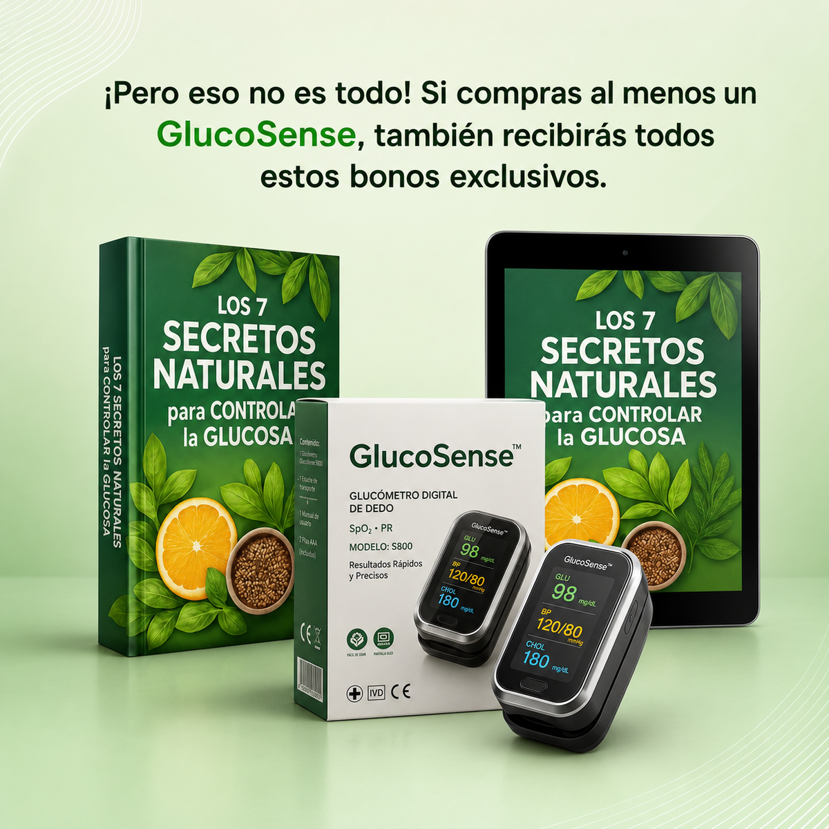 GlucoSense™ 3 en 1 : Medidor de Glucosa Sin Dolor + Colesterol + Presión Arterial + Oxígeno + ENVÍO GRATIS